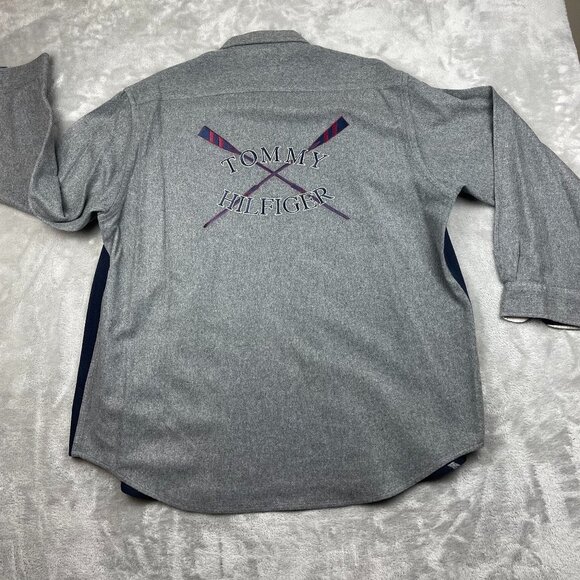 Vintage Tommy Hilfiger Nautical Racing Oars Wool Blend Button Down Men's Large - Picture 5 of 7